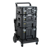 Chariot de rangement Stanley, type coffret à outils, couleur noire avec roulettes