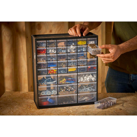Organisateur de rangement Stanley, meuble à tiroirs plastique noir, pour visserie et outils