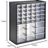 Organisateur Facom, meuble de rangement plastique noir avec tiroirs transparents.