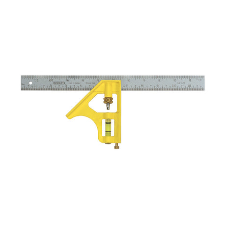 Équerre combinée Stanley, outil de mesure jaune et argenté pour bricolage
