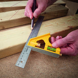 Équerre Stanley, outil de mesure jaune pour le traçage sur bois, outillage de précision.