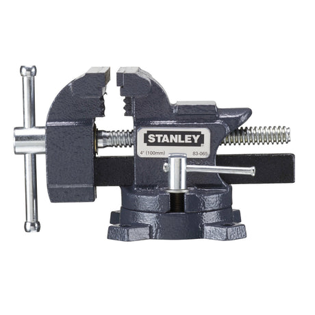 Étau métallisé Stanley, outillage gris, robuste pour atelier.