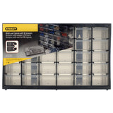 Organisateur Stanley, armoire à tiroirs plastique noir, 30 compartiments.