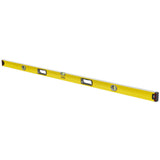Niveau à bulle Stanley jaune avec poignées ergonomiques, outil de mesure précis.
