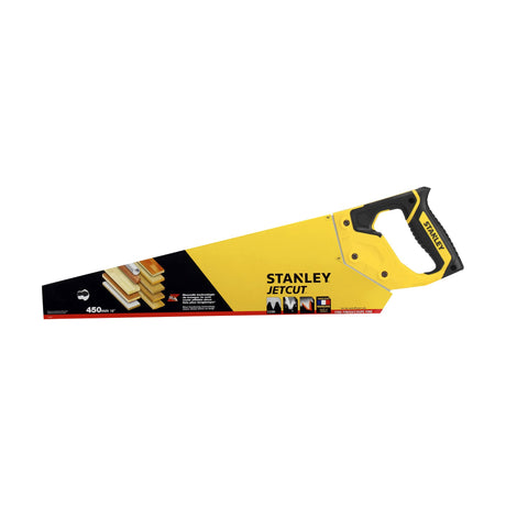 Scie égoïne Stanley Jetcut jaune et noire, outil à main pour bois.