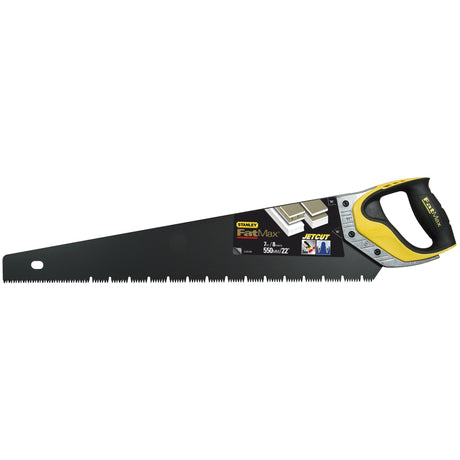 Scie égoïne Stanley FatMax noire et jaune pour bois, outillage à main.