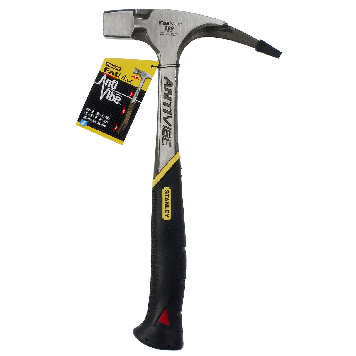 Marteau Stanley FatMax antivibration, outil noir et argent, poignée ergonomique.