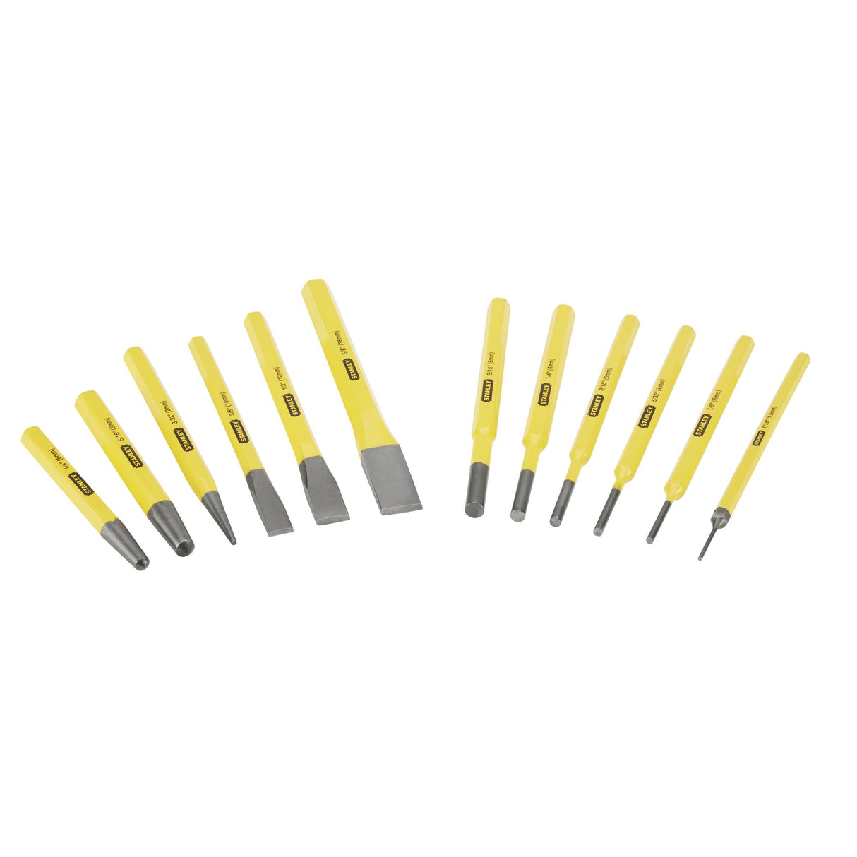 Jeu de burins et chasse-goupilles Stanley, outillage manuel, jaune