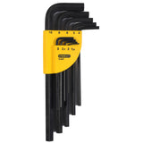 Jeu de clés Allen Stanley noir avec support jaune, outil hexagonal.