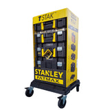 Servante Stanley, type boîte à outils roulante, couleur noire et jaune.