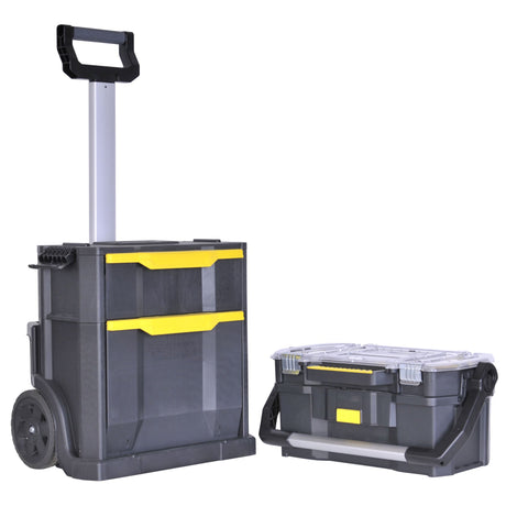 Coffre à outils Stanley, valise noire et jaune, rangement d’outillage professionnel