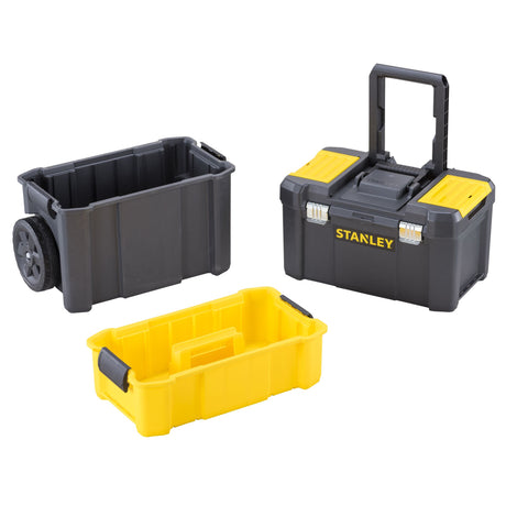 Boîte à outils Stanley noire et jaune, trois compartiments modulables