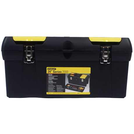 Coffre à outils Stanley noir et jaune, modèle 24 pouces Series 2000, type boîte à outils.