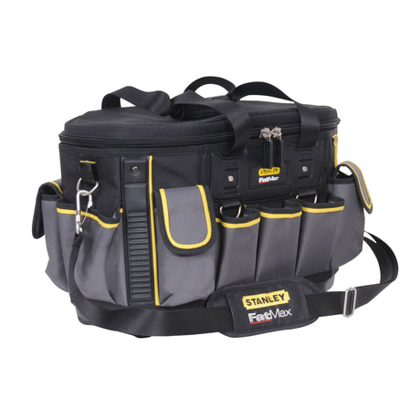 Sac à outils Stanley FatMax noir et gris avec poches multiples, type sacoche
