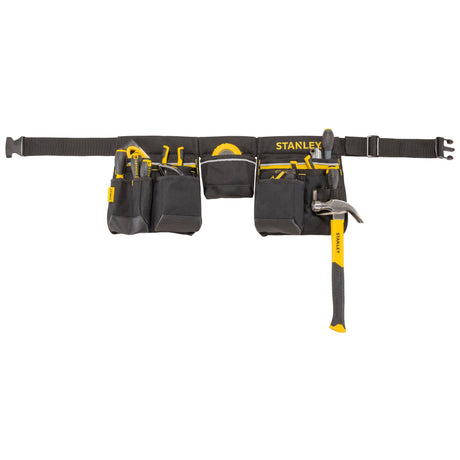 Ceinture porte-outils Stanley noire et jaune, idéale pour rangement d’outillage à la taille.