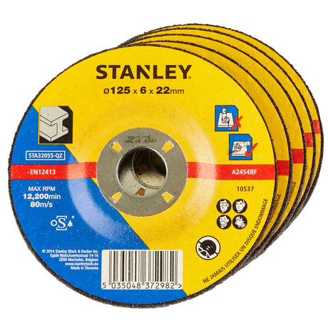 Disque à tronçonner Stanley, abrasif, couleur jaune et bleu, lot de 5 pièces.