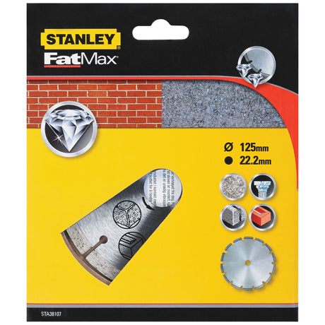 Disque diamant Stanley FatMax gris pour découpeuse, 125 mm, pour béton et matériaux durs.