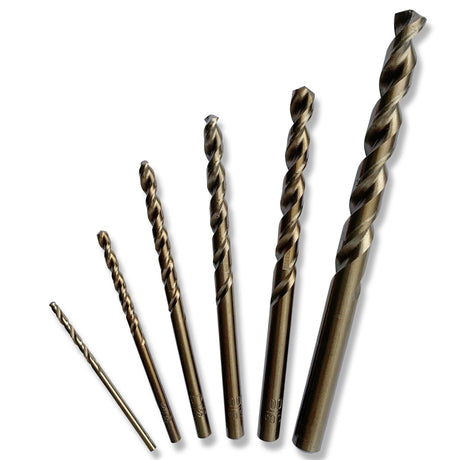 Forets Facom, type foret hélicoïdal, couleur bronze, présentés en assortiment de tailles.
