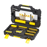Coffret d'embouts de la marque Stanley, outillage noir et jaune, assortiment de forets et embouts.