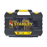 Coffret de forets Stanley, perceuse, titane, noir et jaune, 76 pièces.