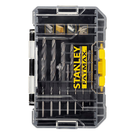 Coffret de forets gris Stanley Fatmax, accessoires de perçage, boîte transparente et jaune