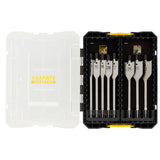 Coffret noir Stanley de forets plats couleur argent, outil pour le bois.