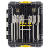 Coffret de forets plats Stanley Fatmax, type mèche à bois, couleur argentée.