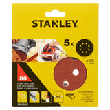 Disque abrasif Stanley, abrasif à poncer, grain 80, couleur rouge, diamètre 125 mm