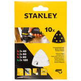 Abrasifs Stanley, lot de 10 feuilles triangles, couleur blanche, pour ponceuse multifonction
