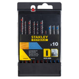 Set de 10 lames de scie sauteuse Stanley Fatmax, accessoires outillage, couleur noir et jaune