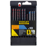 Lame de scie sauteuse Stanley Fatmax, coffret de 10 pièces, type accessoire outillage, couleur noir et argent.