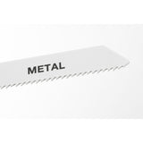 Lame de scie pour métal, marque Stanley, couleur blanche, dents fines.