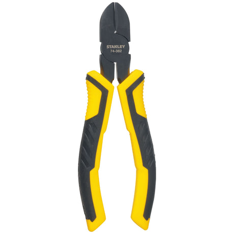 Pince coupante Stanley, outil à main jaune et noir, pour électricien.