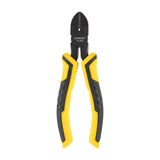 Pince coupante Stanley jaune et noire, outil de coupe isolé sur fond blanc.
