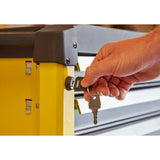 Servante d'atelier Stanley jaune avec serrure et clé, outil de rangement sécurisé