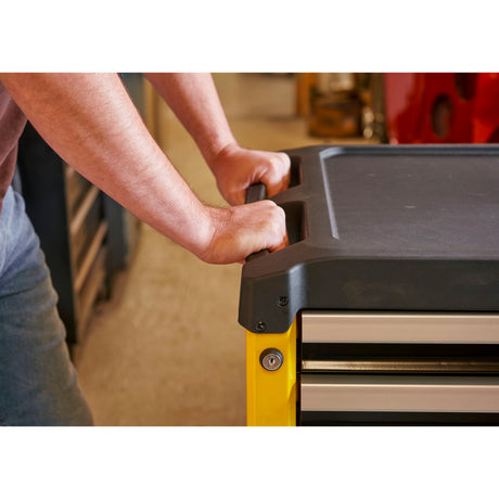 Servante d'atelier Stanley, chariot à outils jaune et noir, poignée ergonomique