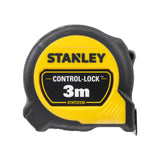 Mètre ruban Stanley, outil de mesure jaune et noir, longueur 3 mètres.