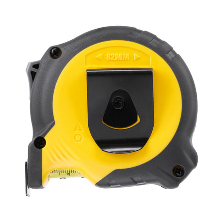 Mètre ruban Stanley, outil de mesure jaune et noir avec clip de ceinture.