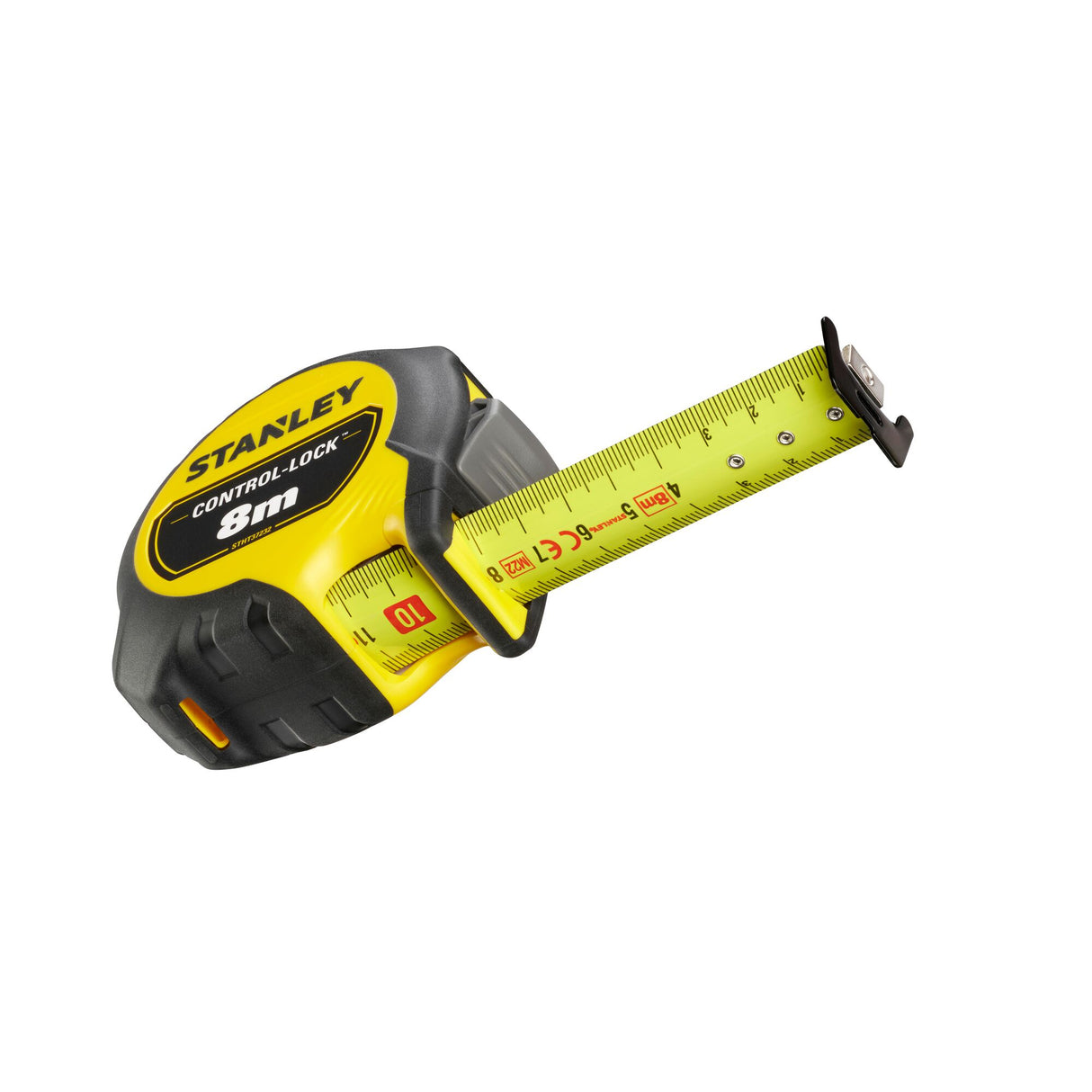 Mètre ruban Stanley jaune, outil de mesure, 8m, noir et jaune.