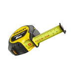 Mètre ruban Stanley jaune, outil de mesure, 8m, noir et jaune.