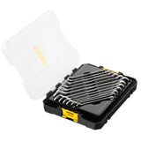 Coffret de clés mixtes métalliques Stanley, outillage, couleur argent, boîte noire et jaune