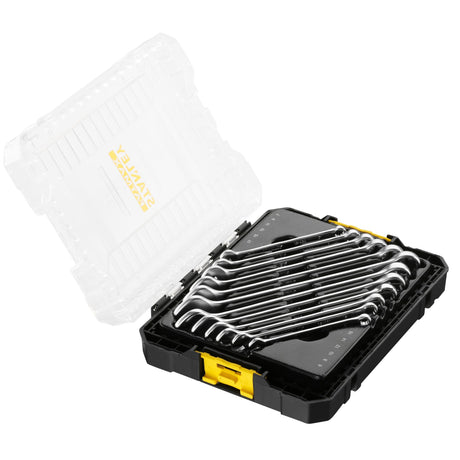 Coffret de clés mixtes métalliques Stanley, outillage, couleur argent, boîte noire et jaune