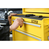 Servante à outils Stanley jaune avec tiroirs et tournevis, marque visible