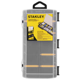 Boîte de rangement Stanley, organiseur à compartiments, couleur noire et jaune.