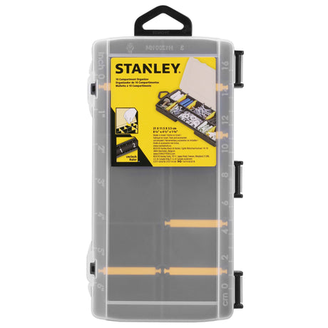 Boîte de rangement Stanley, organiseur à compartiments, couleur noire et jaune.