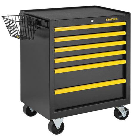 Servante d'atelier Stanley noire et jaune avec tiroirs et panier latéral