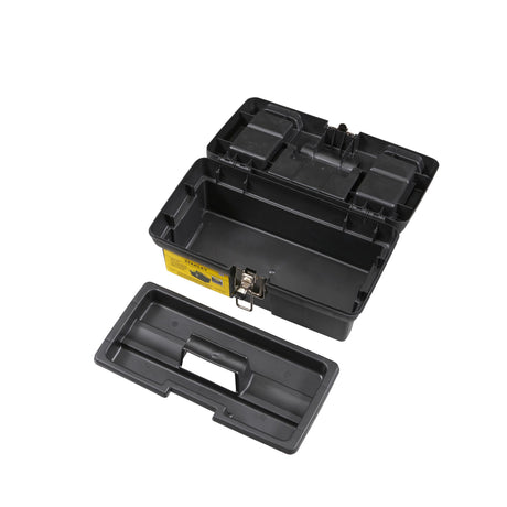 Boîte à outils noire Stanley en plastique avec plateau amovible, outillage
