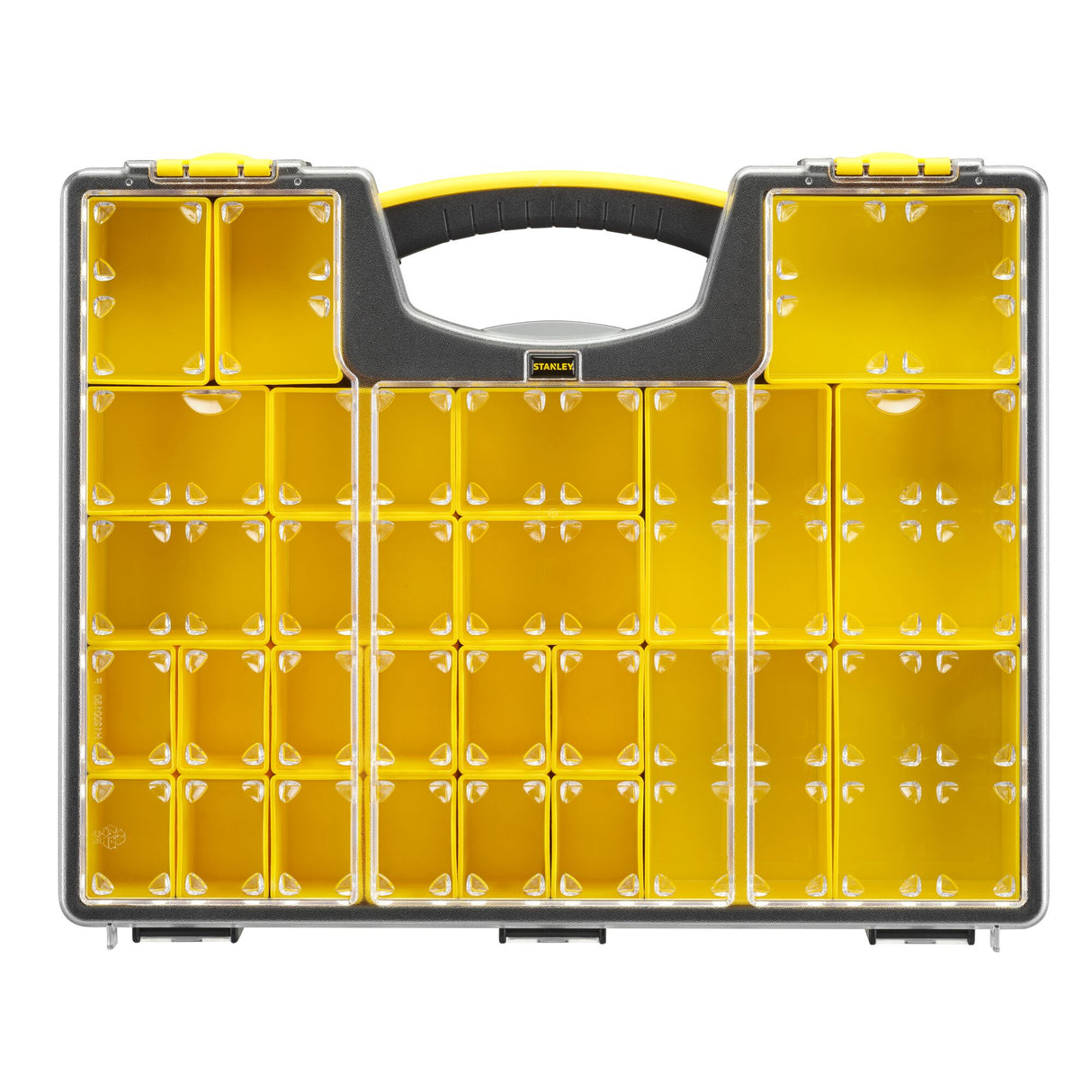 Boîte de rangement Stanley, organisateur à compartiments, couleur jaune et transparent