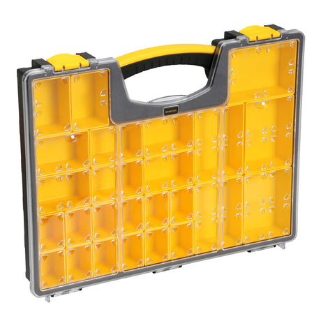 Boîte de rangement jaune Stanley, organiseur à compartiments transparents