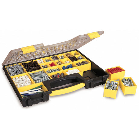Boîte de rangement Stanley, organiseur à vis, noire et jaune, pour outillage